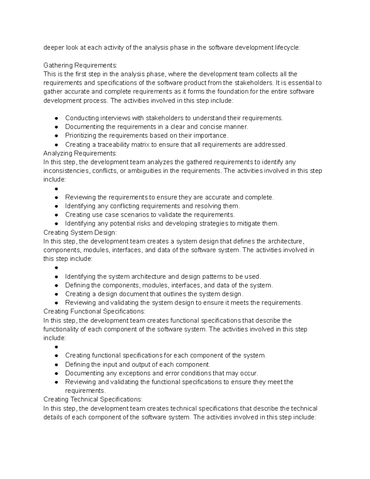 Development notes 2 - deeper look at each activity of the analysis ...