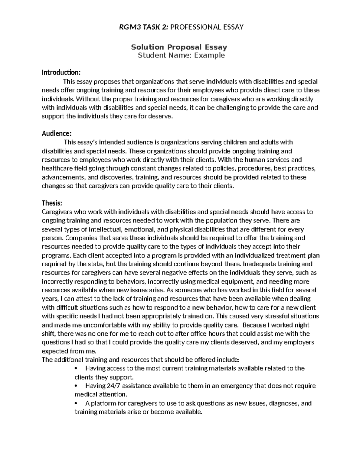 solution proposal essay