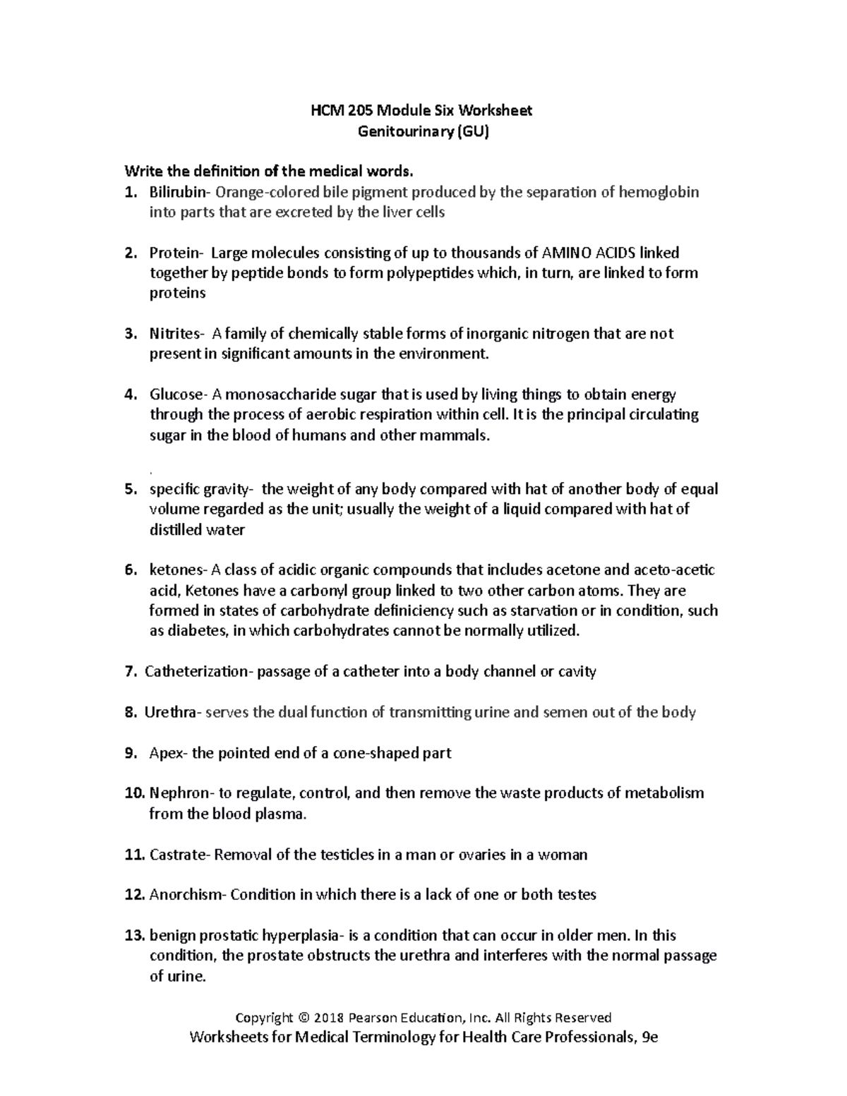 Hcm 205 Module Six Worksheet Hcm 205 Module Six Worksheet Genitourinary Gu Write The 2944