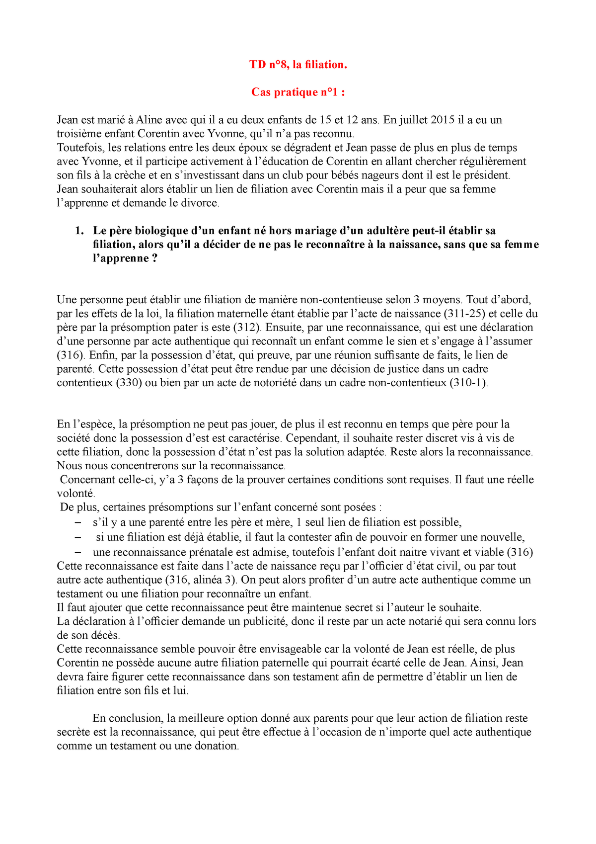 dissertation sur la filiation pdf