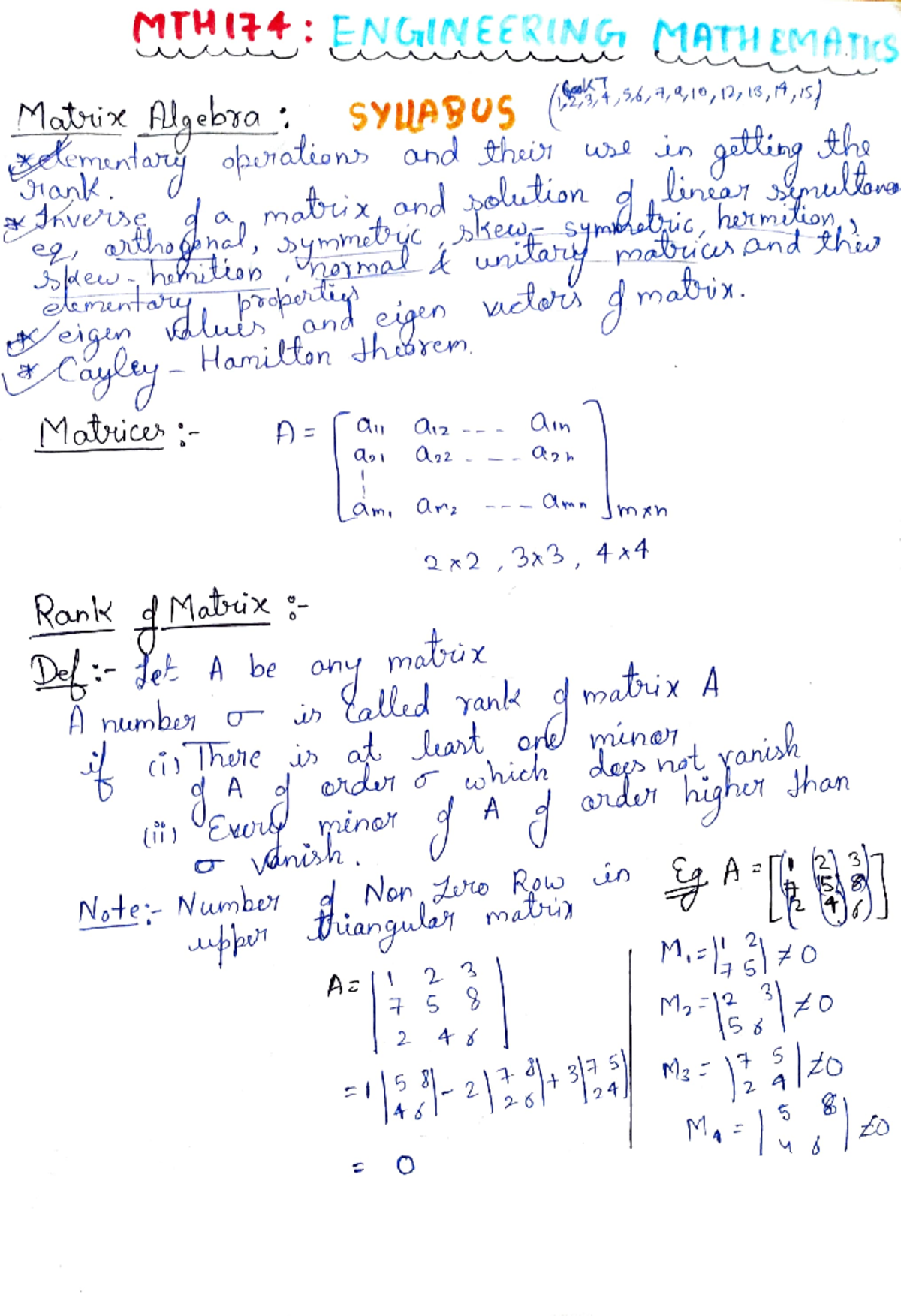 Legendarynotesbyrk - this notes contains the chapter one matrices of ...