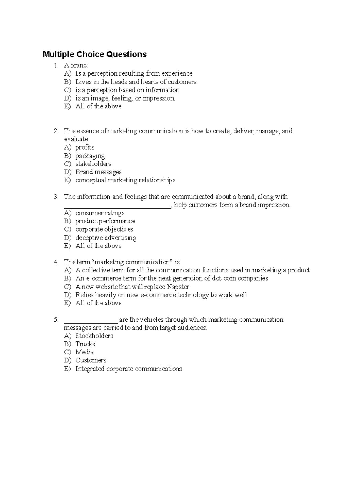 Practice Multiple Choice Questions - EFB240 - QUT - Studocu