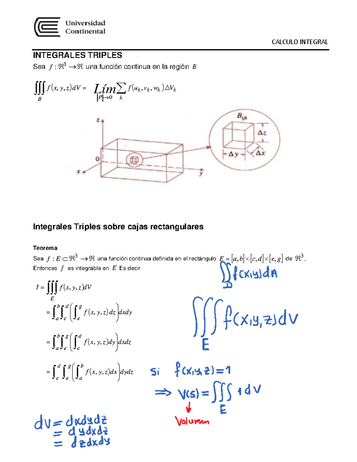 S15 01 Integrales Triples-A2 - INTEGRALES TRIPLES Sea 3 F : Una Función ...