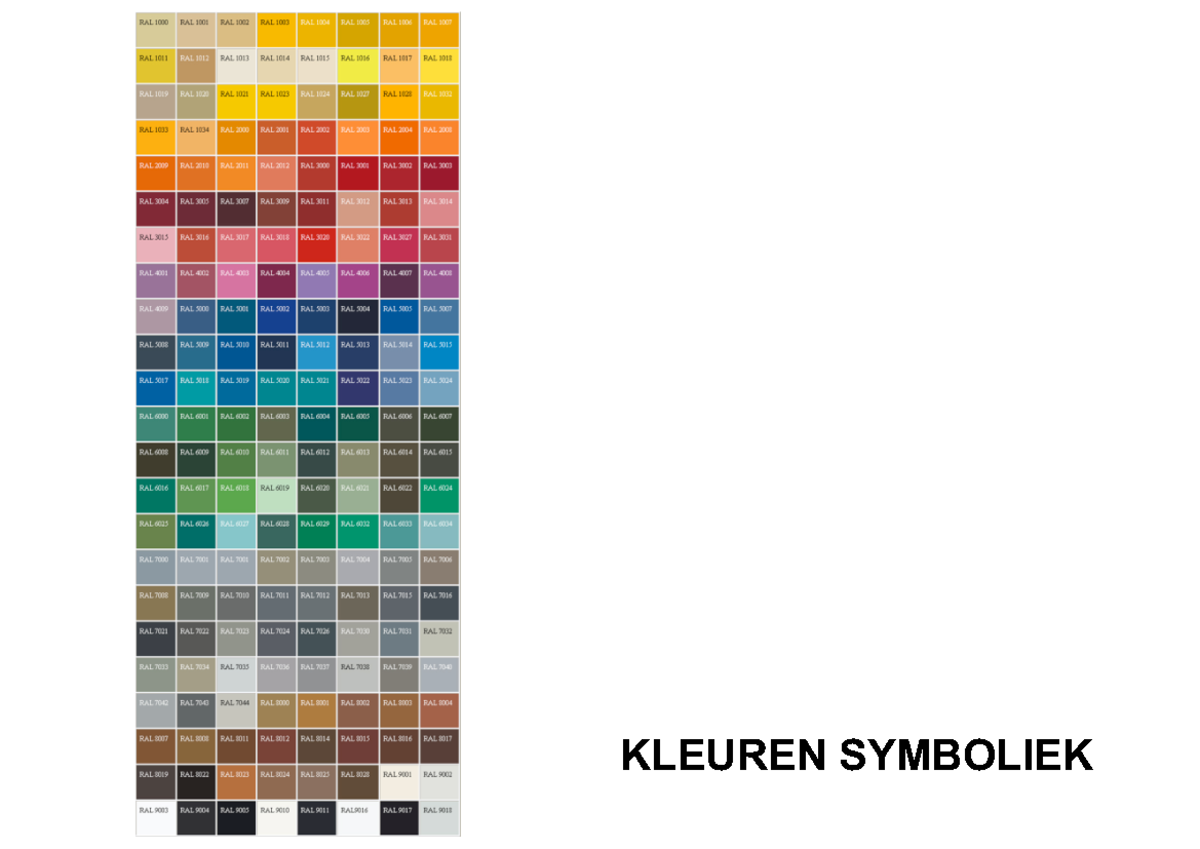 Kleurensymboliek - Samenvatting Ontwerpmethodiek 1.1 - KLEUREN