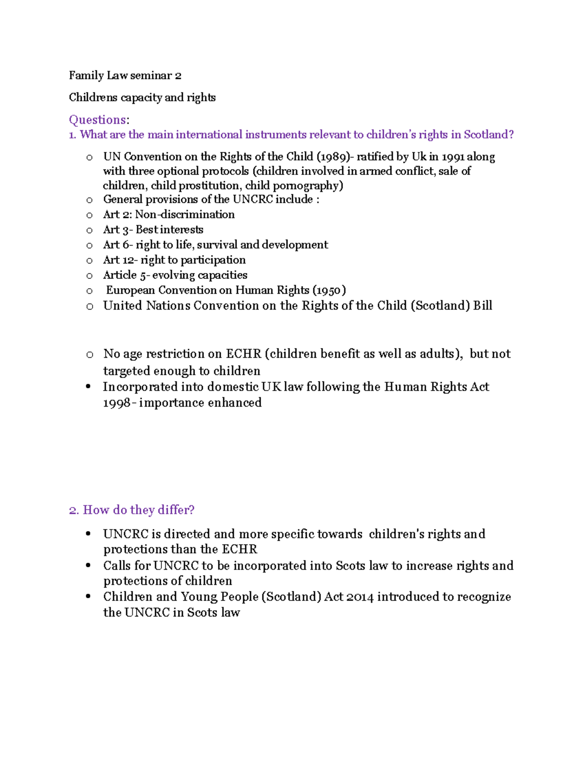 Family law seminar 2 - Family Law seminar 2 Childrens capacity and ...
