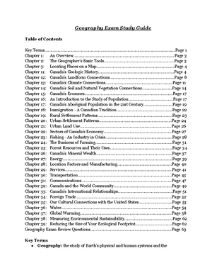 Geography Study Sheet - Unit 1 - Geography Study Sheet Geography - The ...