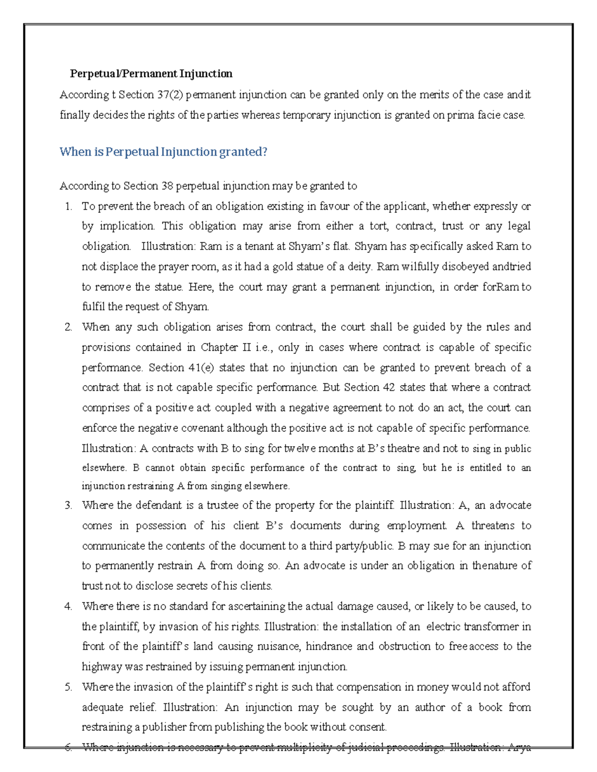 Specific Relief Act 26 - Gives u conceptual knowledge - Perpetual ...