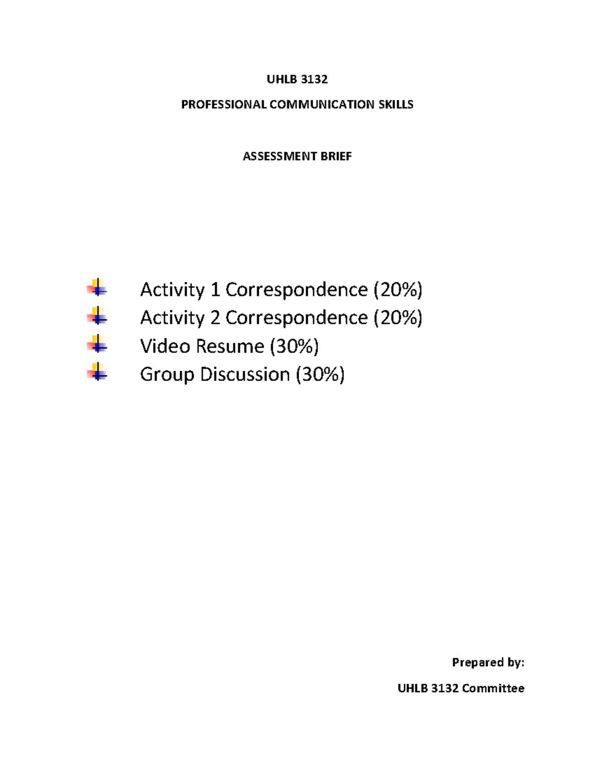 UHLB 3132 Assessment Brief 20222023 - UHLB 3132 PROFESSIONAL COMMUNICATION  SKILLS ASSESSMENT BRIEF - Studocu