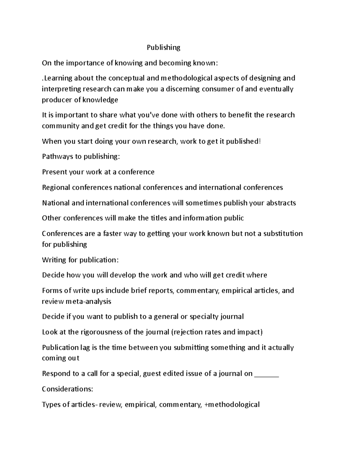 Ch12notes - Lecture notes from week 12. - Publishing On the importance ...