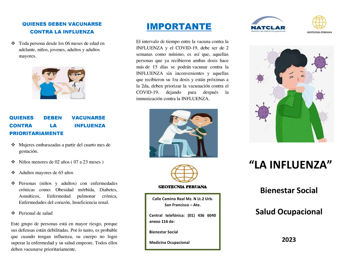 Triptico Influenza Quienes Deben Vacunarse Contra La Influenza Toda