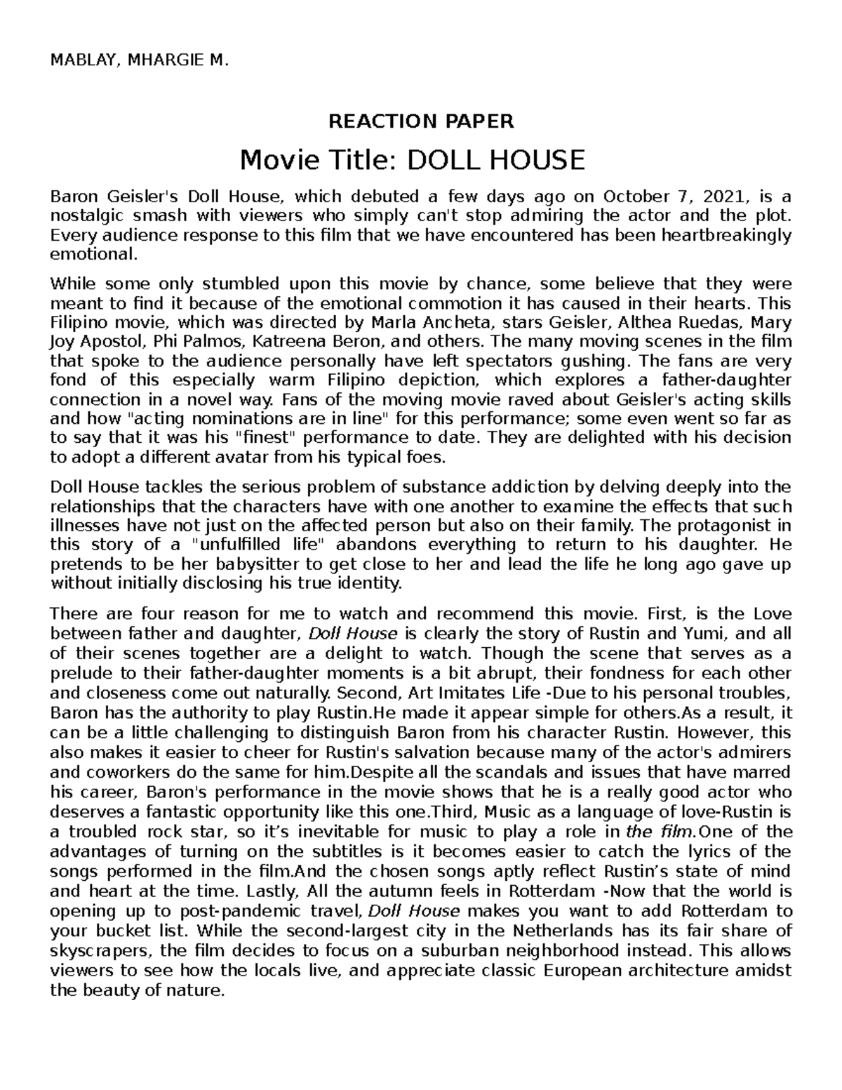 Movie Review: A Doll's House