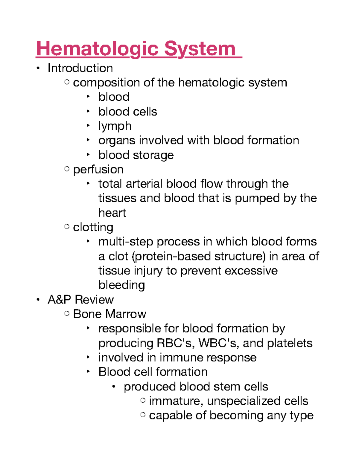 Hematologic System - Hematologic System Introduction Composition Of The ...