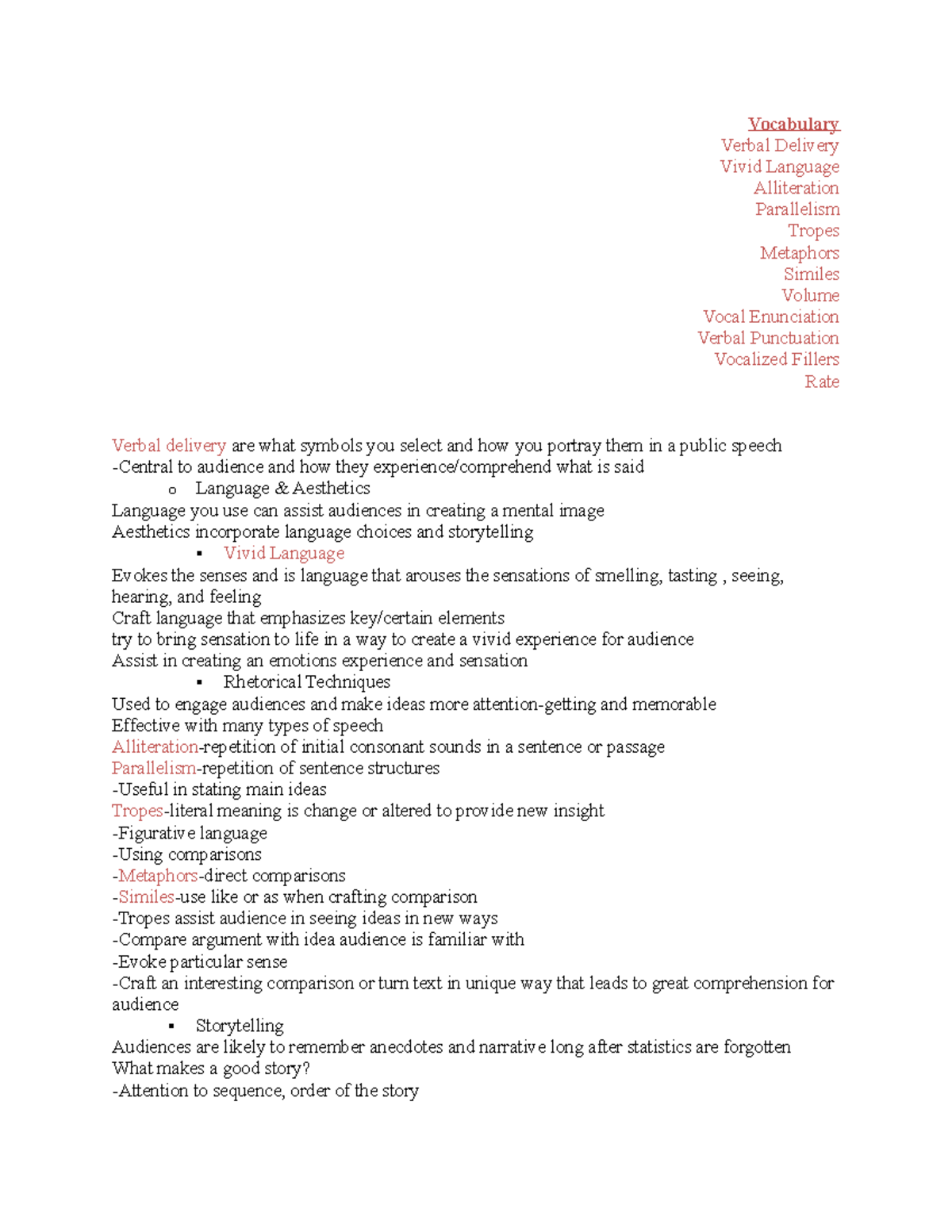 Chapter 8; Verbal Delivery - Vocabulary Verbal Delivery Vivid Language ...
