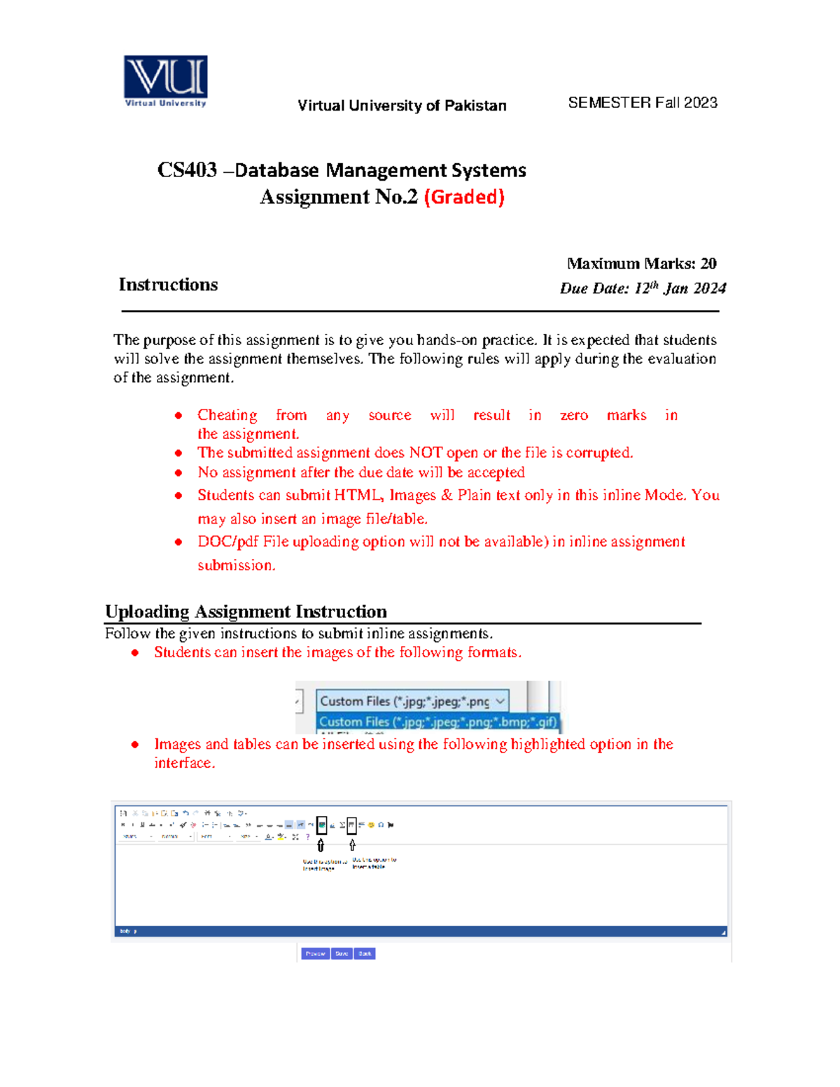 Fall 2023 CS403 2 - Need File - Virtual University Of Pakistan SEMESTER ...