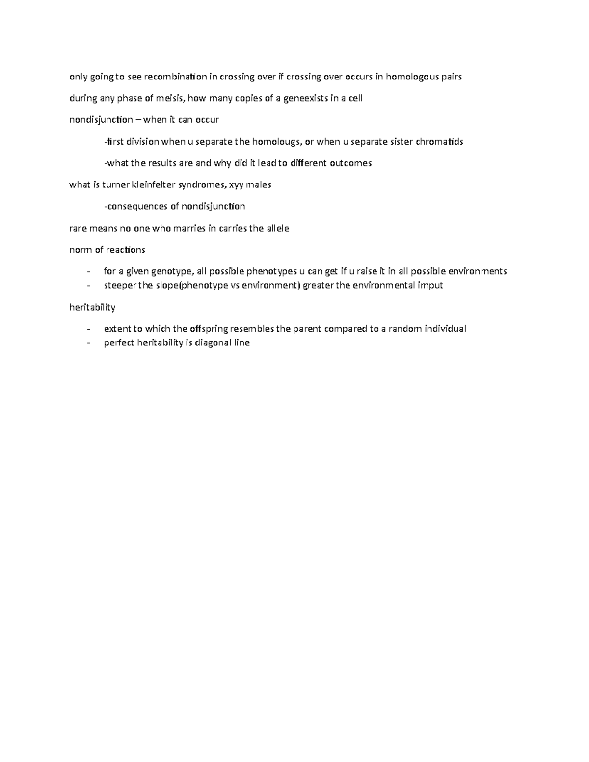 LS7B Midterm Review - Only Going To See Recombination In Crossing Over ...