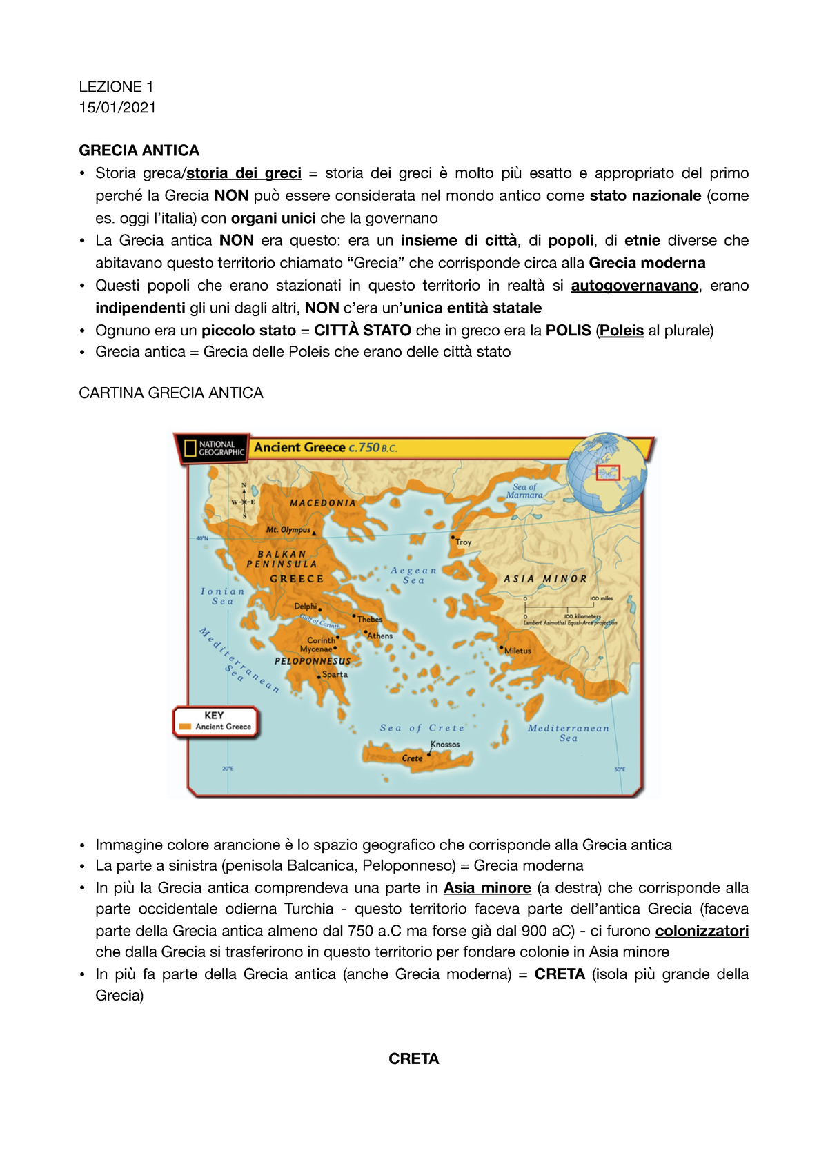 Storia Greca 1 Lezione - LEZIONE 1 15/01/ GRECIA ANTICA • Storia Greca ...