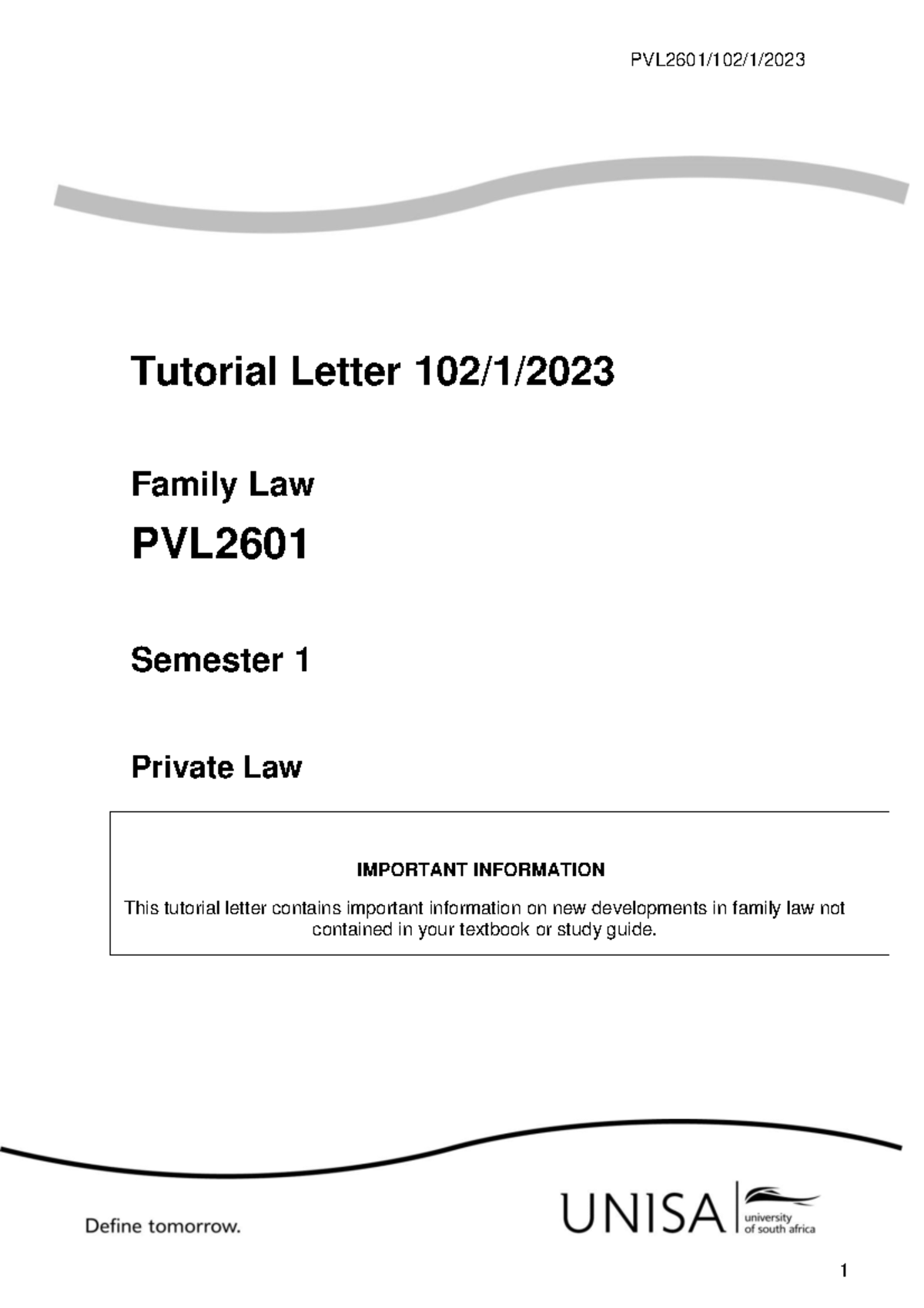 PVL2601 2023 TL 102 1 - Law Of Succession - Tutorial Letter 102/1 ...