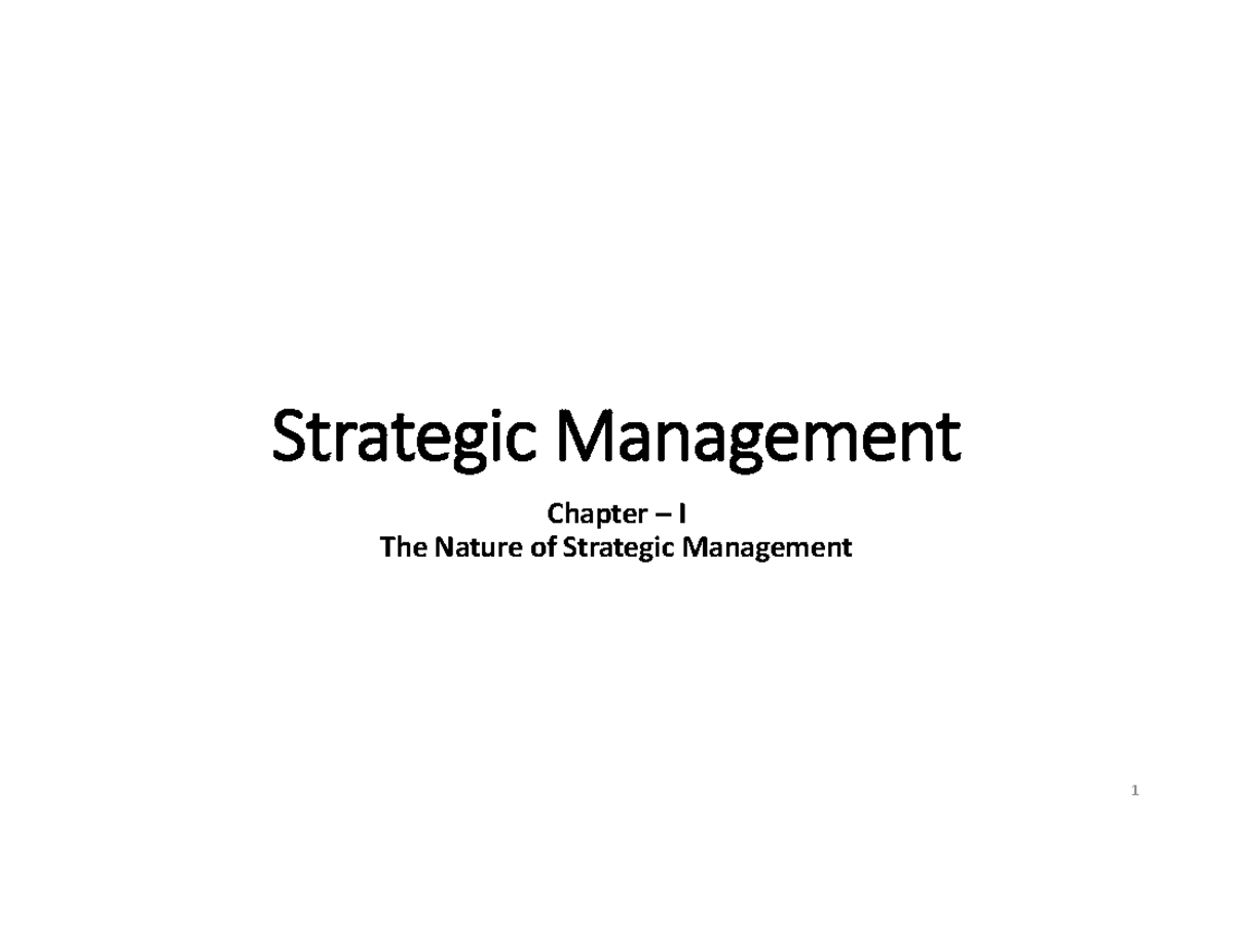 Strategic Management - Strategic Management is the dynamic process of ...