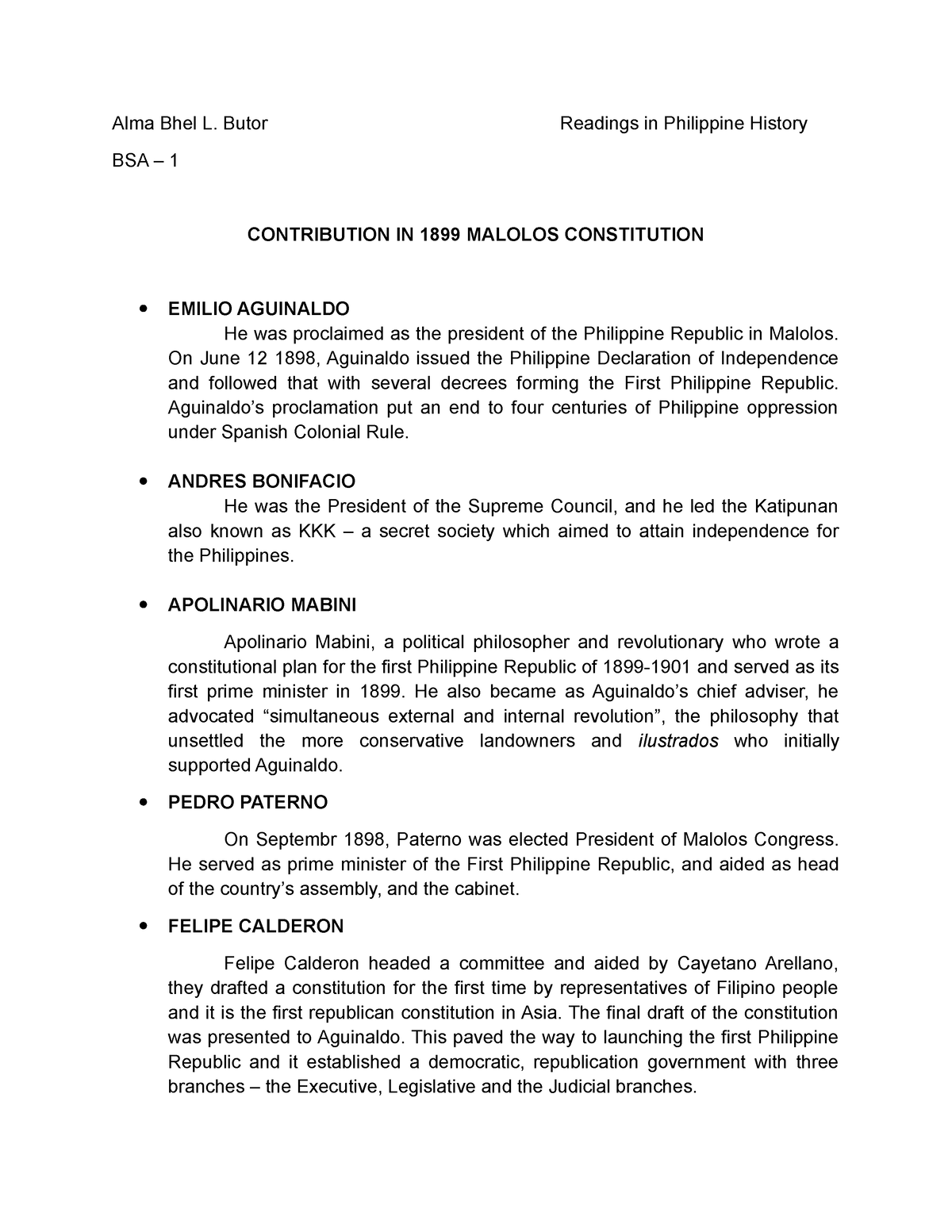 how does the malolos constitution define sovereignty essay