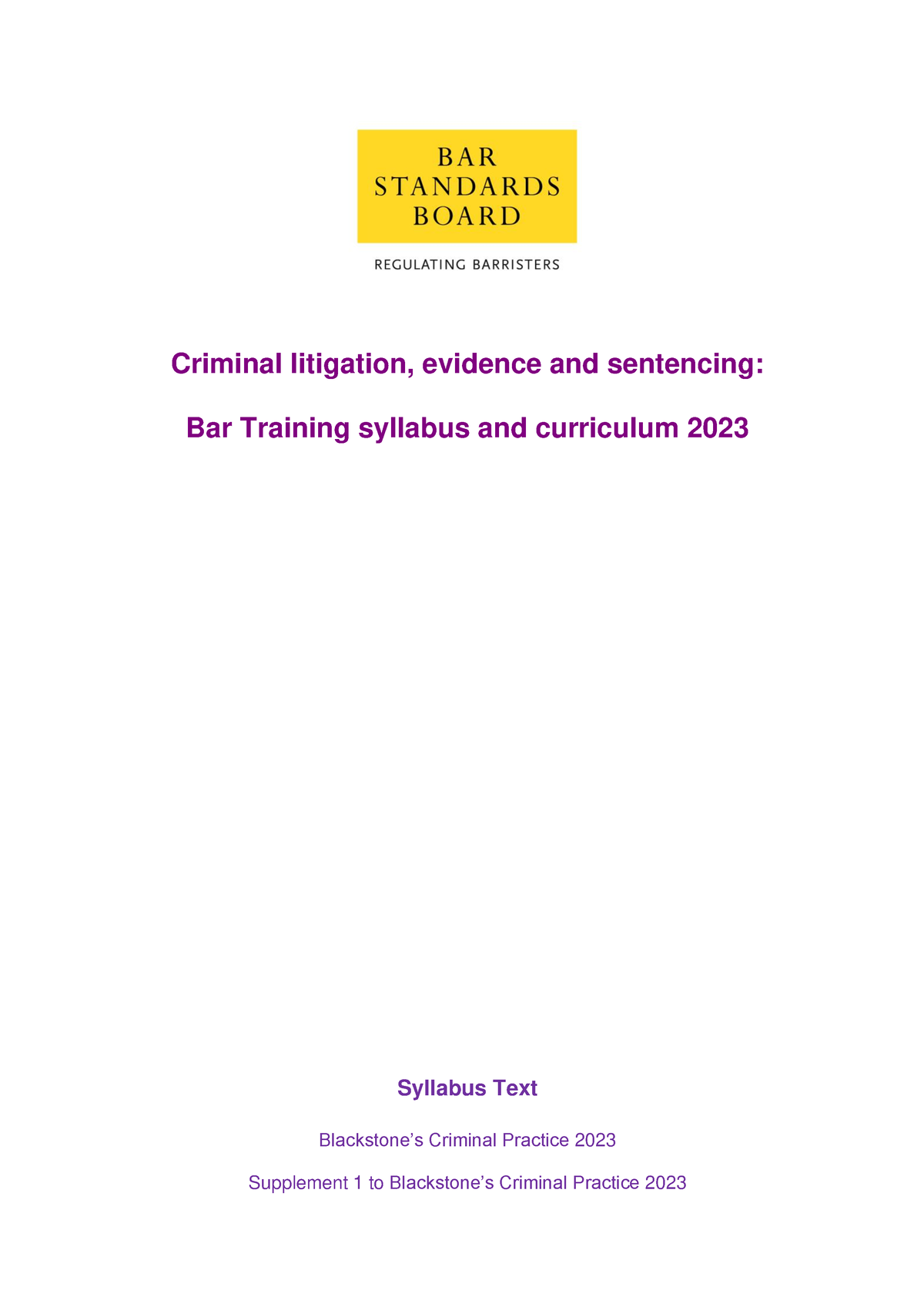 Bar Training Criminal Litigation Syllabus 2023 Blackstones 2023 ...