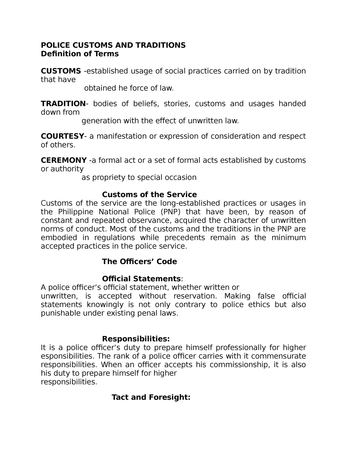 Customs Definition Legal Studies