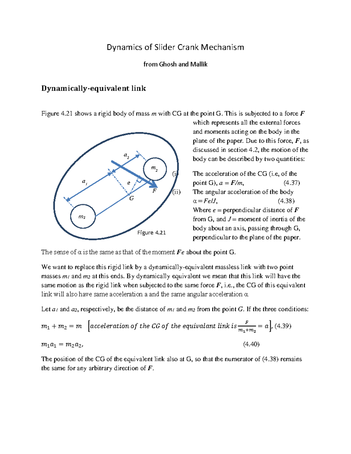 Slider Crank Dynamics Ver 2 Dynamics of Slider Crank Mechanism from