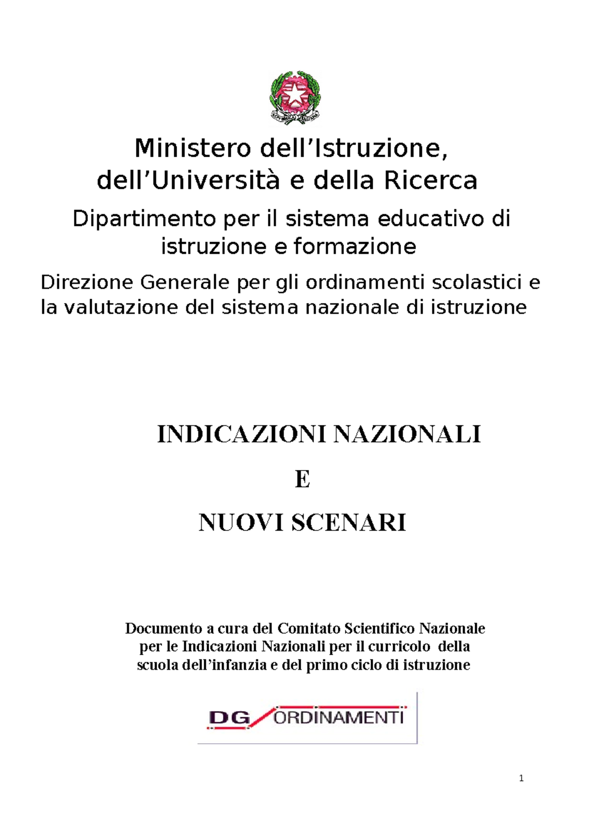 Indicazioni Nazionali E Nuovi Scenari - Ministero Dell’Istruzione, Dell ...