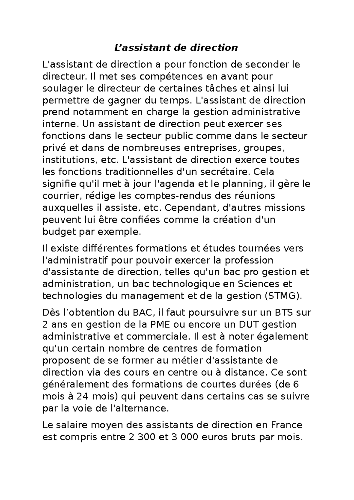 Assistant direction - kjlokjhnbv - L’assistant de direction L'assistant ...
