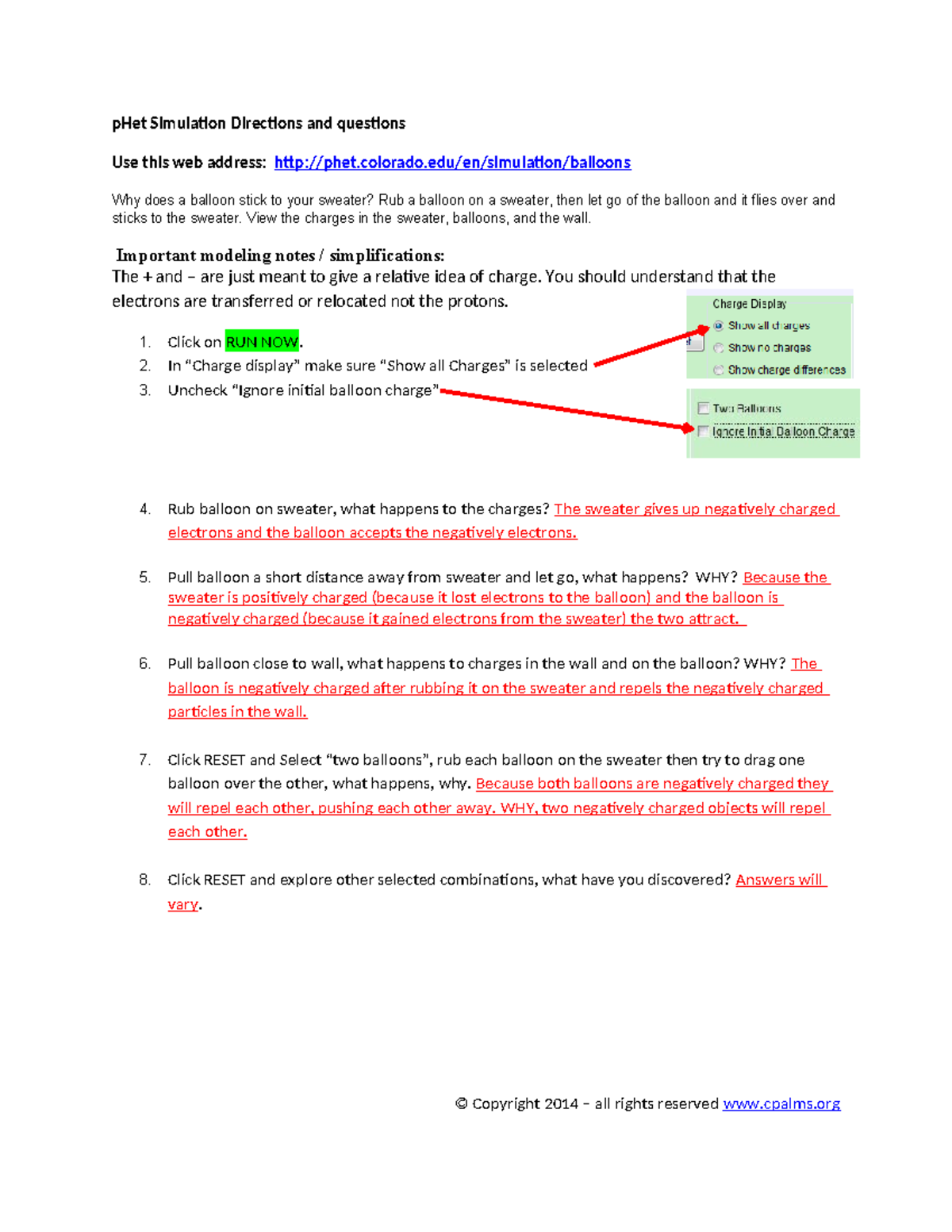 Phet simulation directions and questions answers - pHet Simulation ...