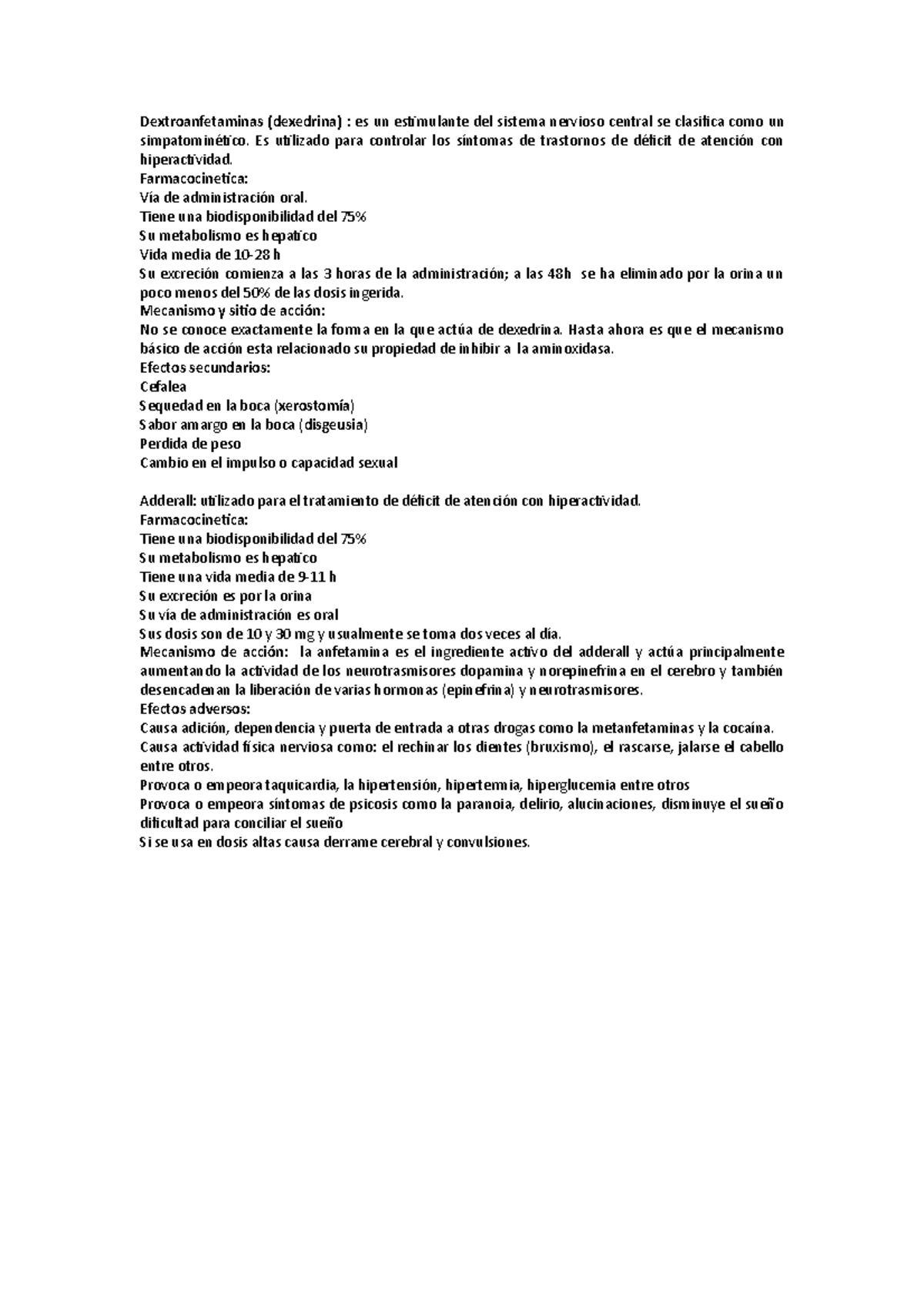 Dextroanfetaminas - farmacologia - Dextroanfetaminas (dexedrina) : es ...