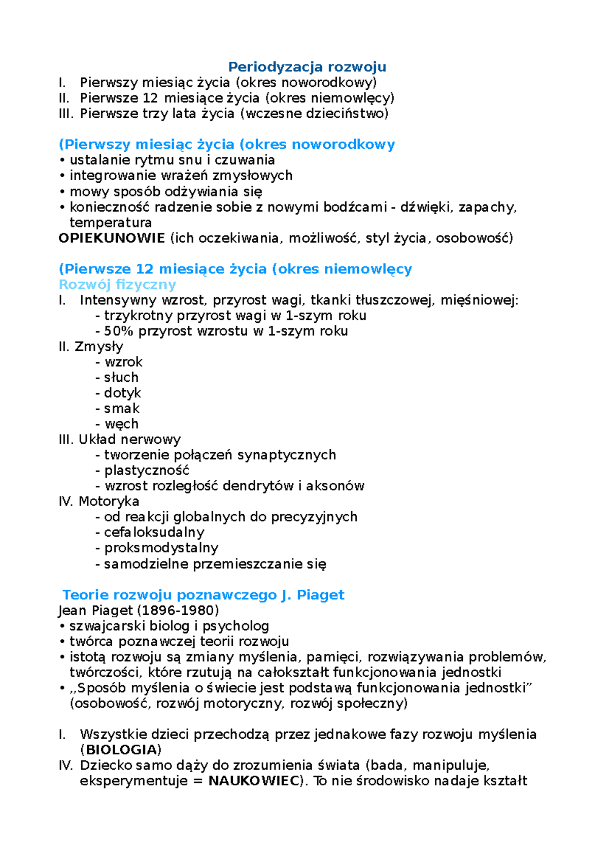 Wykład 3 Notatki Psychologia Rozwoki Czlowieka - Periodyzacja Rozwoju I ...