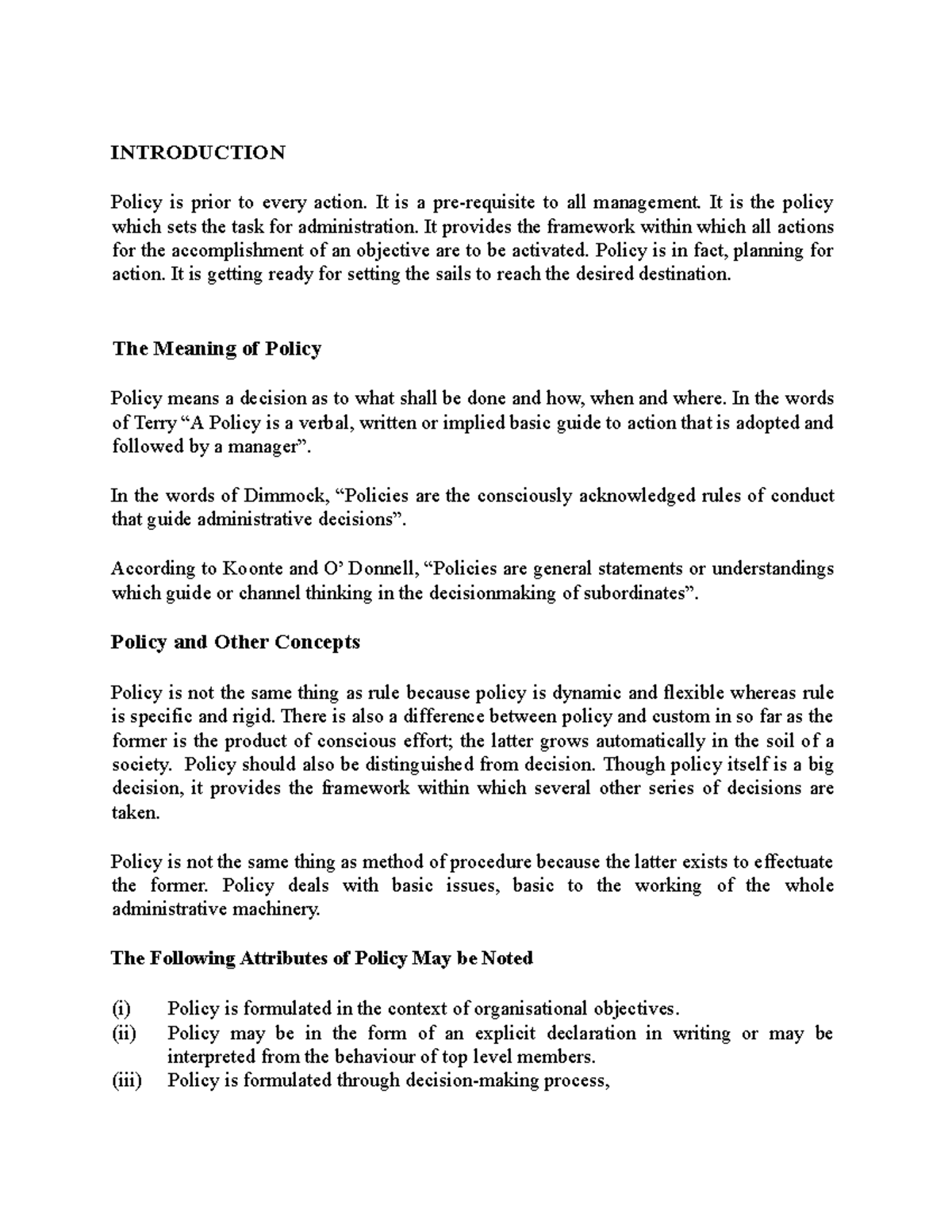 Public Administration 101 (12) - INTRODUCTION Policy is prior to every ...