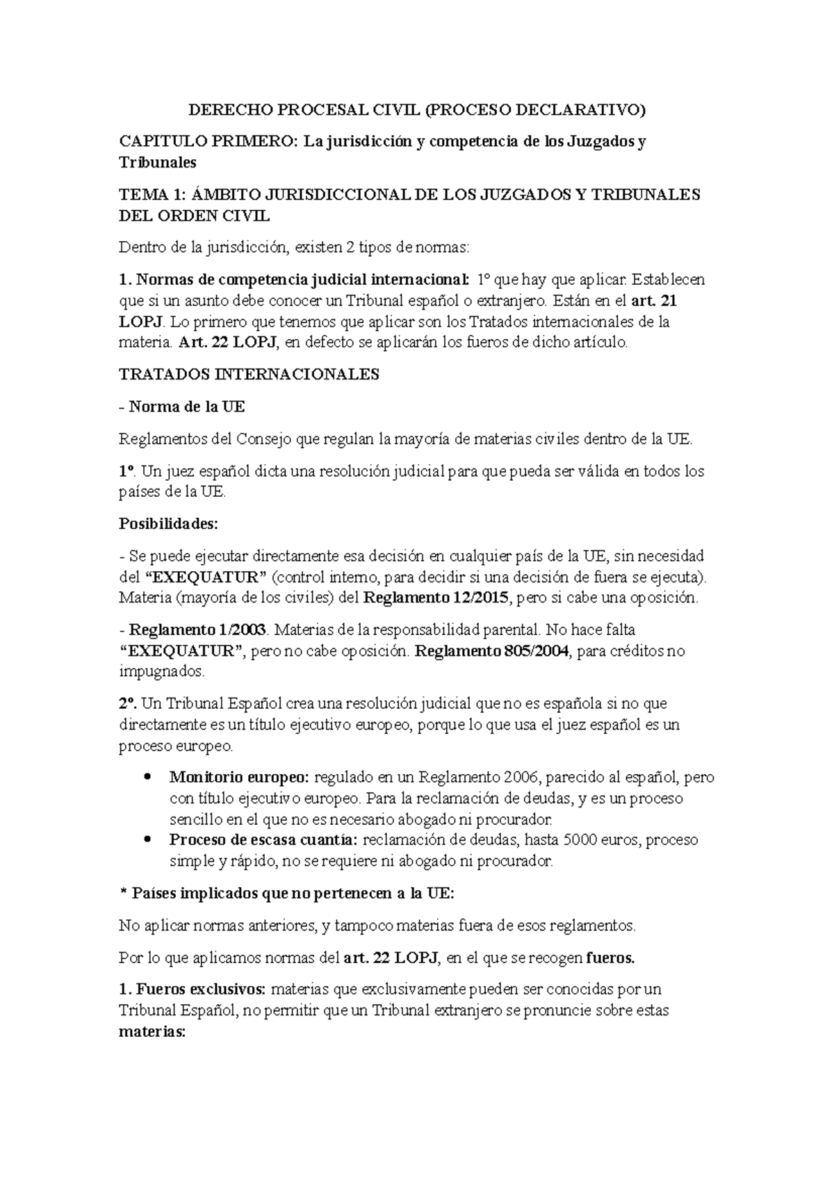 Proceso Declarativo - DERECHO PROCESAL CIVIL (PROCESO DECLARATIVO