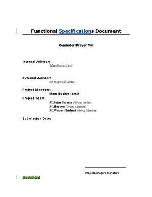 Functional Specification Document (Template) - Functional ...