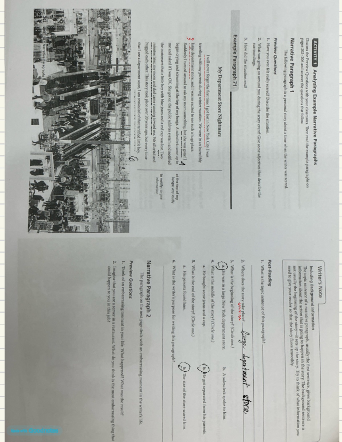 E3 of narrative paragraph - Note ACTIVITY 1 Analyzing Example Narrative ...