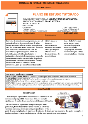 PET 3 DE Laboratório DE Matemática 7ºANO - SECRETARIA DE ESTADO DE EDUCA«√O  DE MINAS GERAIS VOLUME 3 - Studocu