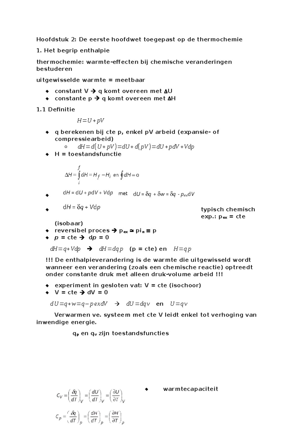 Thermodynamica 1e Jaar Chemie H2 Studocu