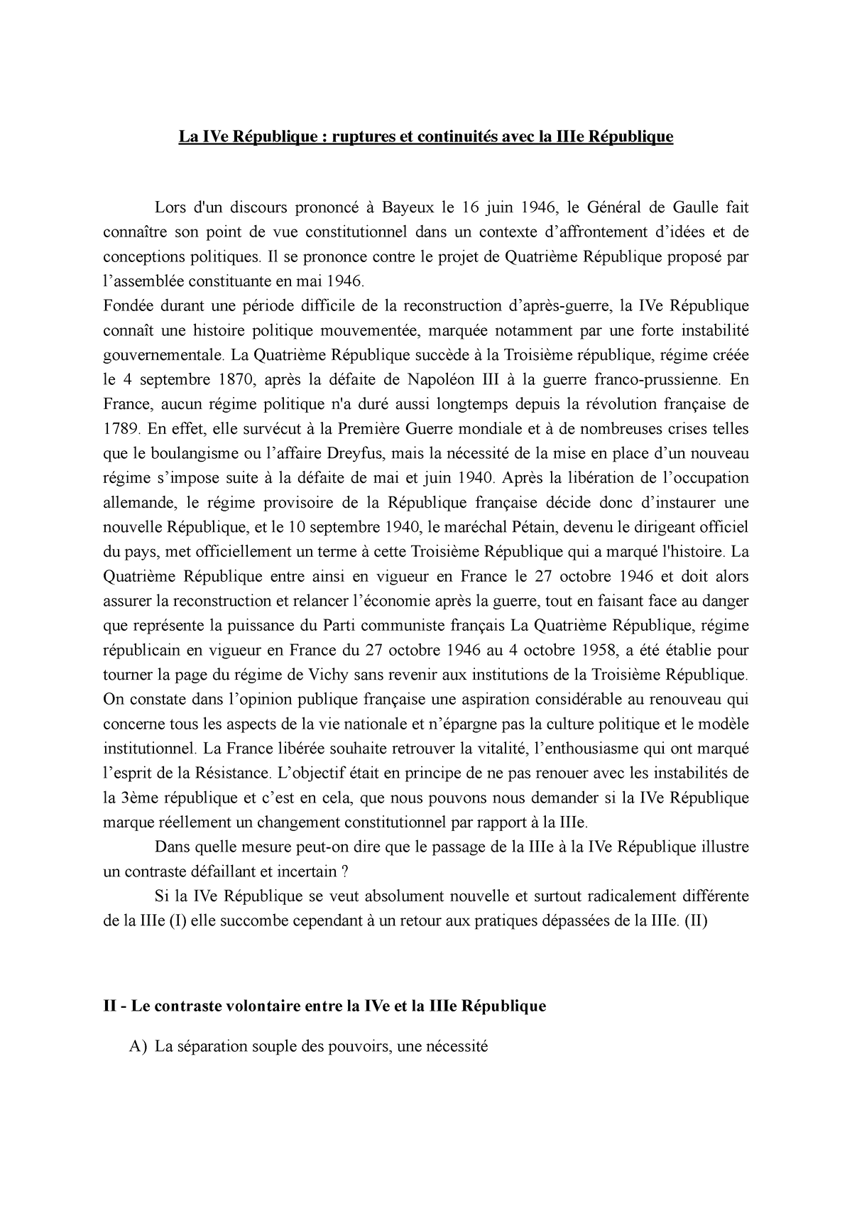 dissertation 4eme republique