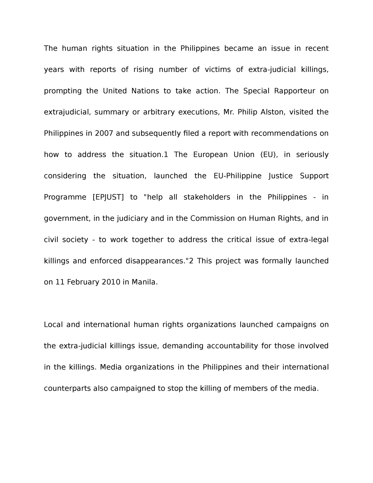 argumentative essay about human rights in the philippines brainly