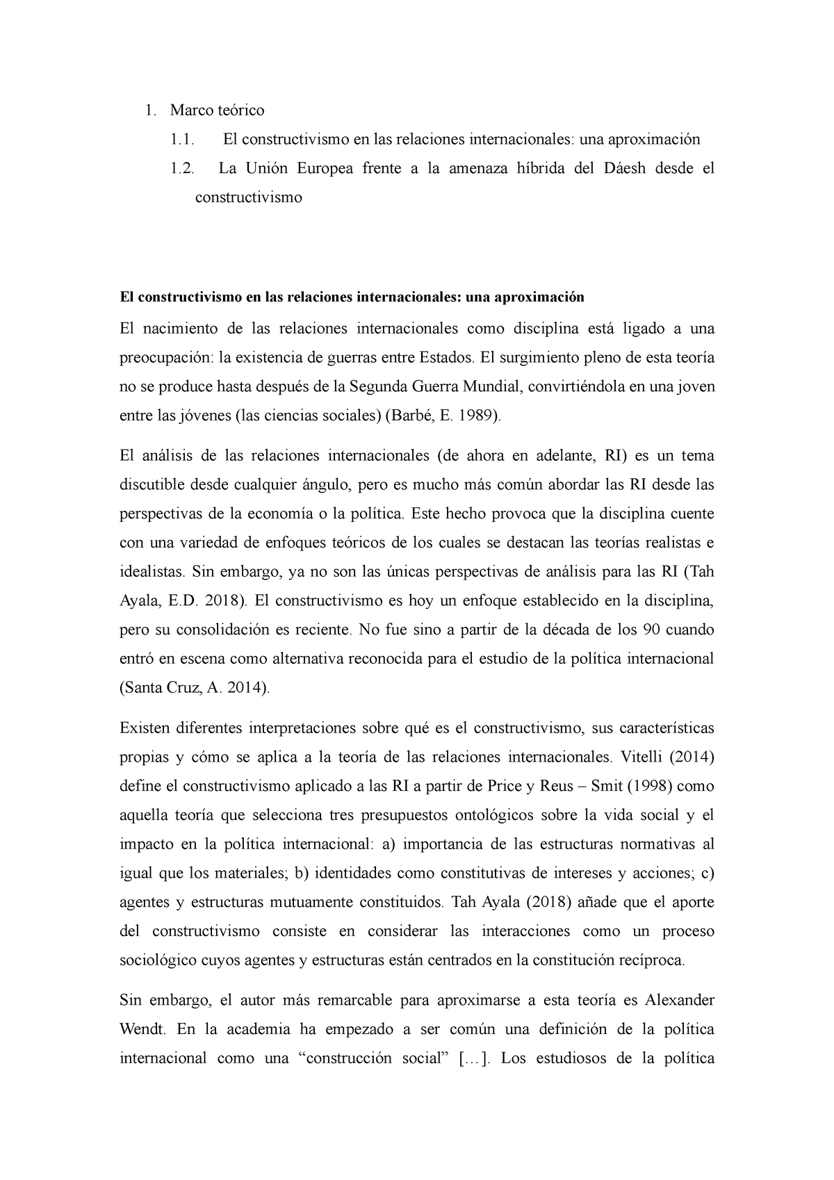 Marco Teórico Rehecho Marco Teórico El Constructivismo En Las Relaciones Internacionales Una 3889