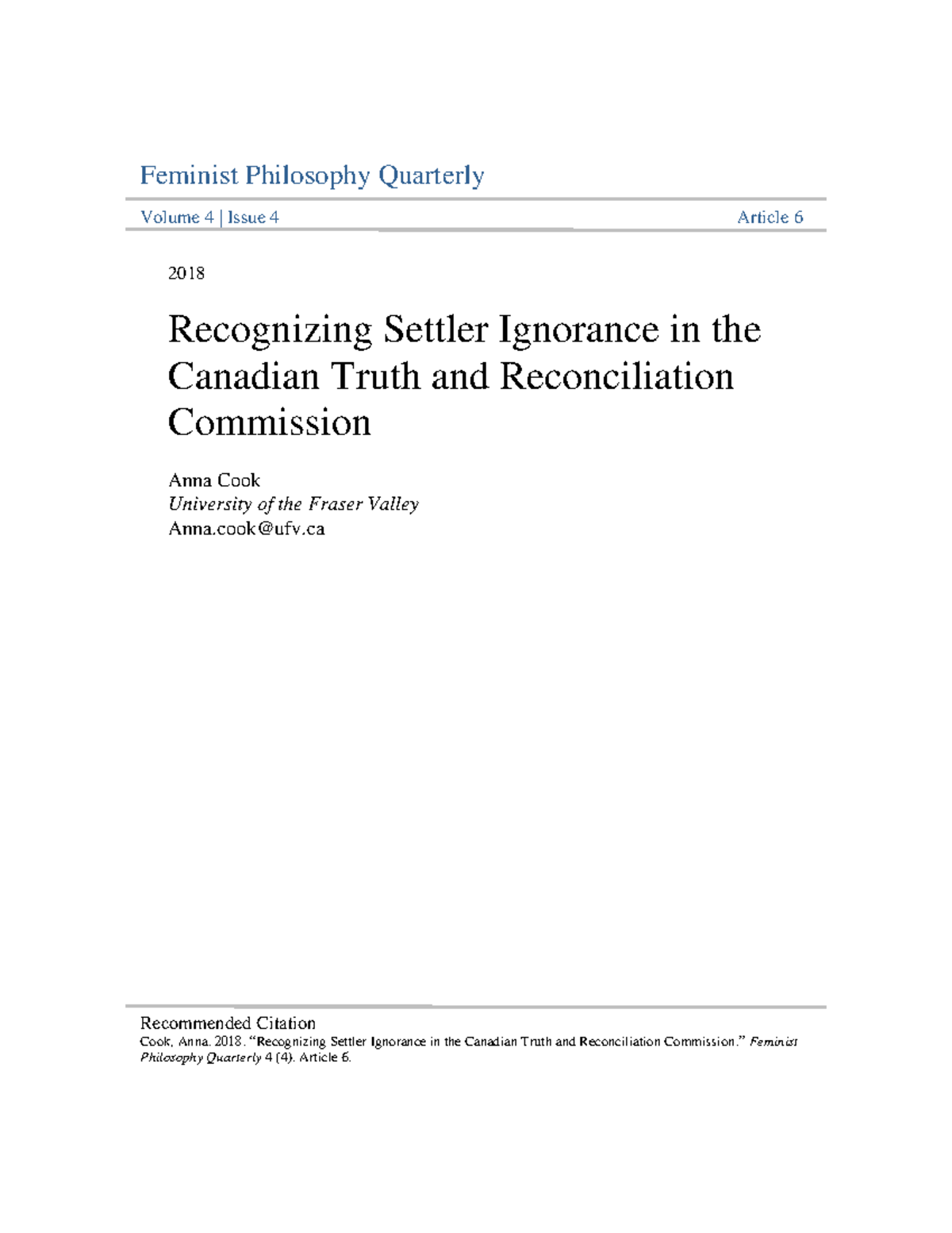 Knorlock,+FPQ+446+Cook+final - Feminist Philosophy Quarterly Volume 4 ...