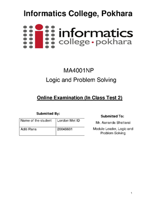 MA4001 2013-14 Coursework - MA4001: Logic and Problem Solving 2013-14 ...