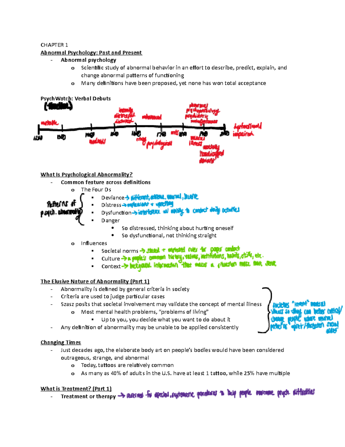 PSY 254 - Chapter 1: Abnormal Psychology: Past And Present - CHAPTER 1 ...