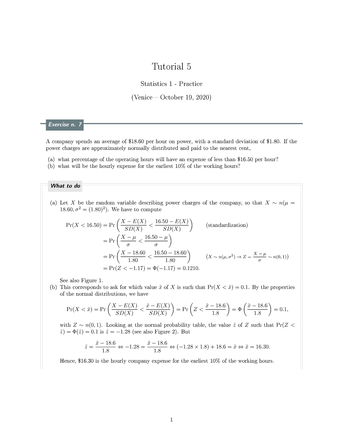 Tutorial 5 - Summary Of The Solutions Of The Exercises Seen In Class ...