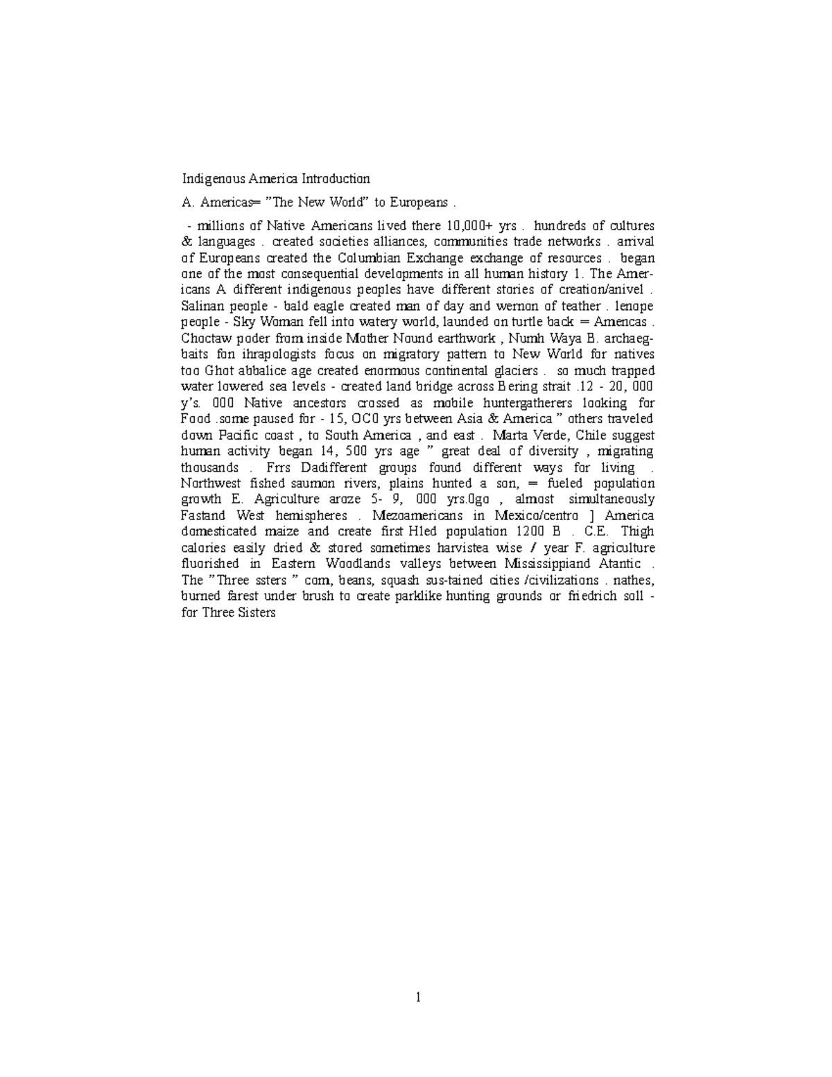 Give Me Liberty! Chapter 1 notes Indigenous America Introduction A