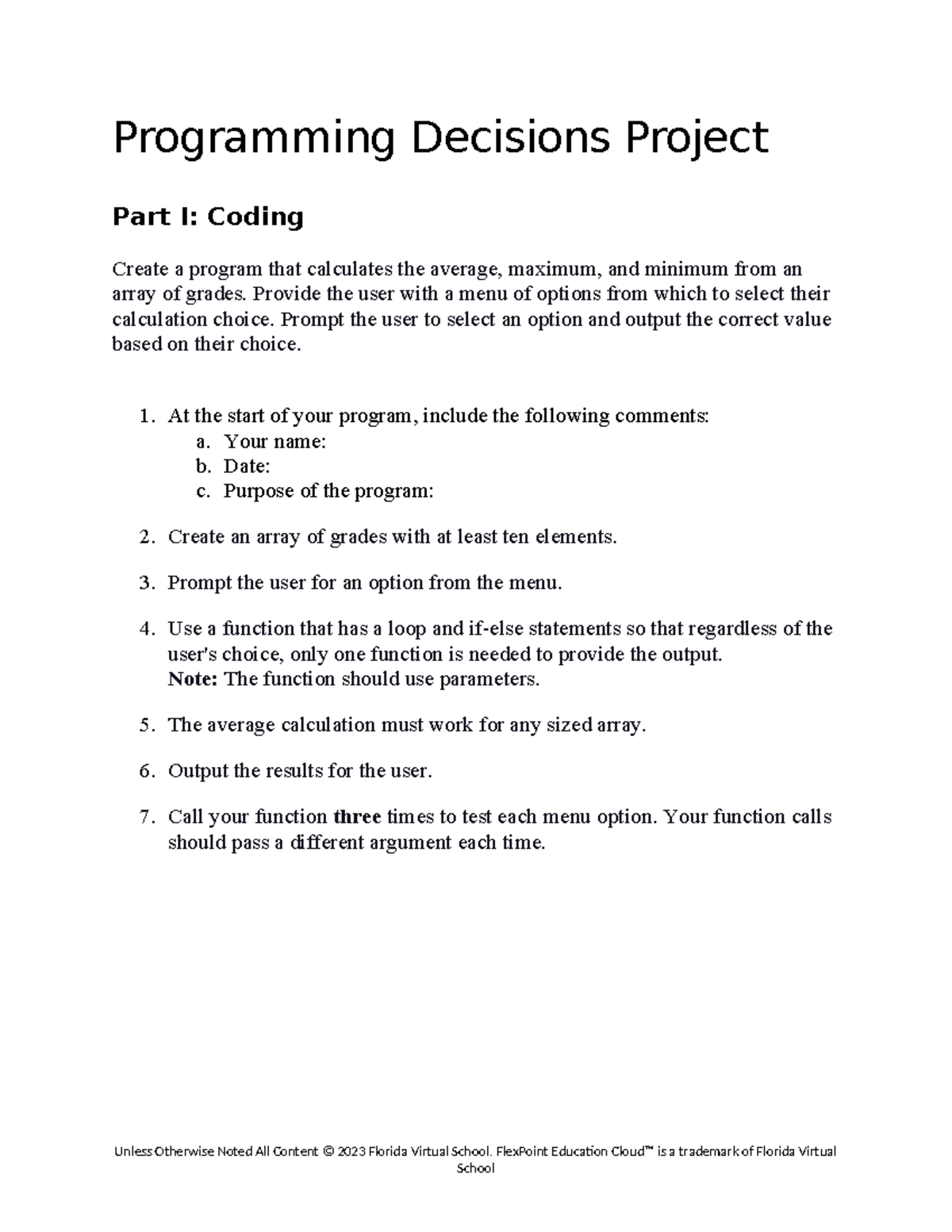 Programming decisions project DONE - Programming Decisions Project Part ...