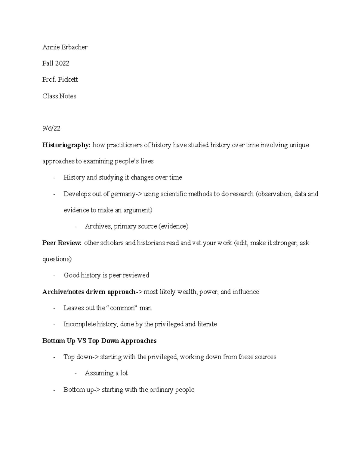 ED 3200 Class Notes Professor Otis Pickett Annie Erbacher Fall 2022