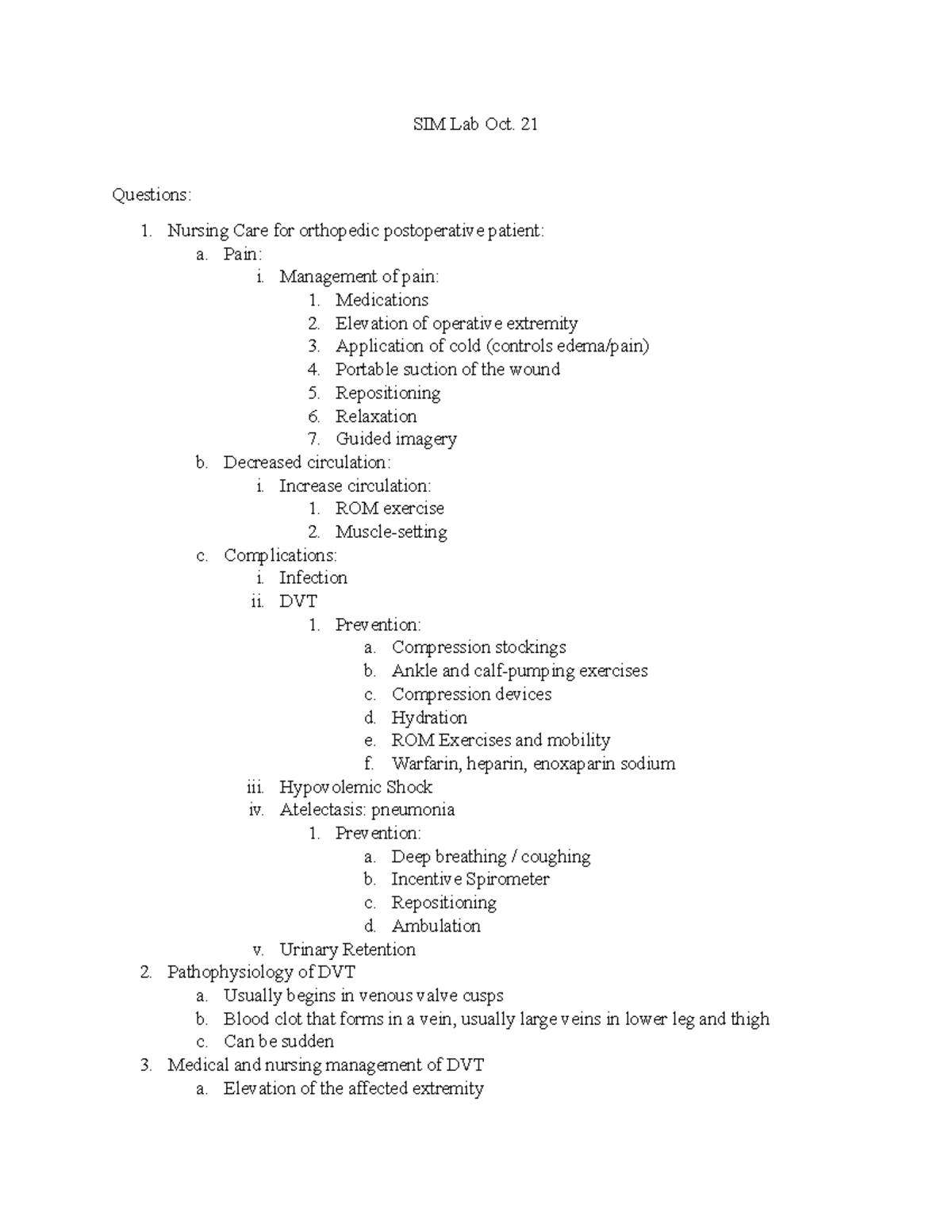 SIM Lab Oct 21 Lab Template SIM Lab Oct. 21 Questions Nursing Care