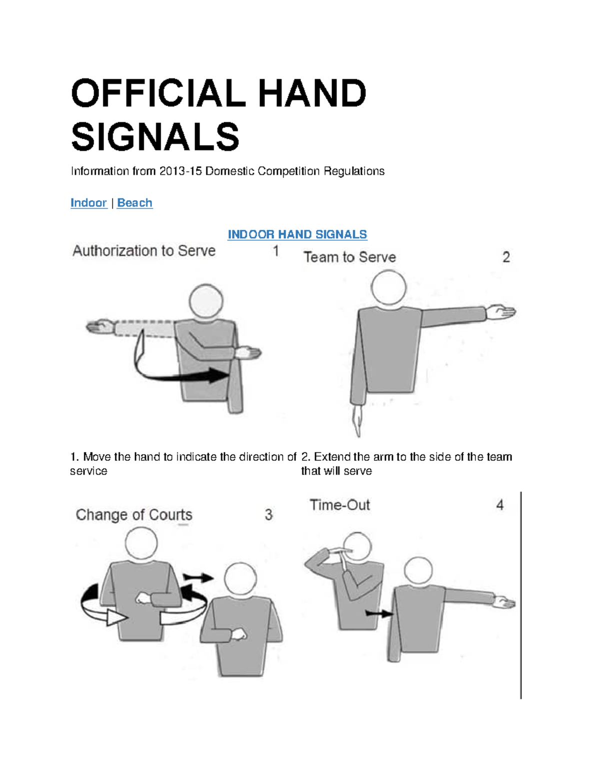 volleyball referee hand signals with picture