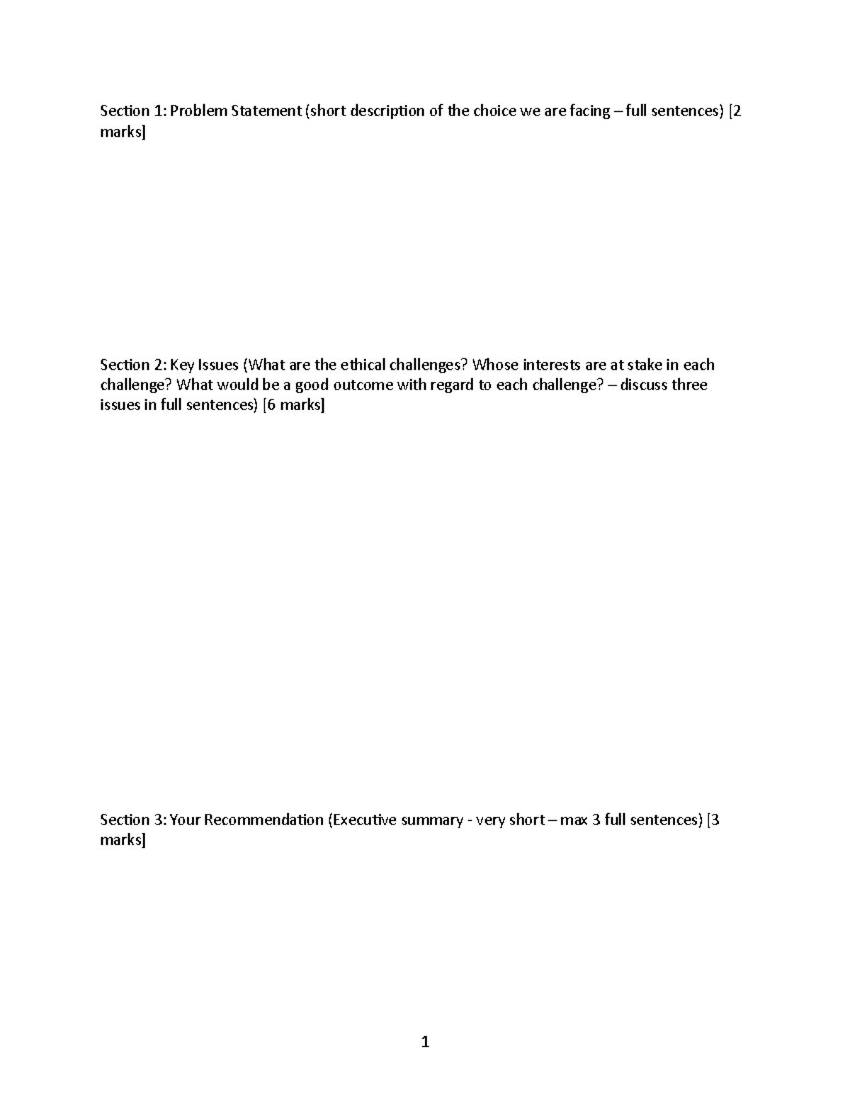 Case Analysis Template - Secion 1: Problem Statement (short descripion ...